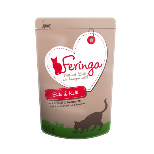 Feringa Classic Meat Menu Pouches 12 x 85g - Duck & Veal with Broccoli