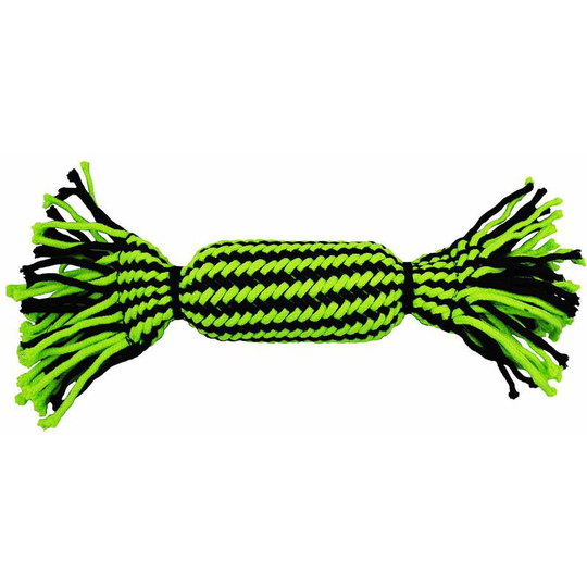 Jolly Pets Knot-N-Chew Tube Squeaker Rope - Small/Medium Green/Black