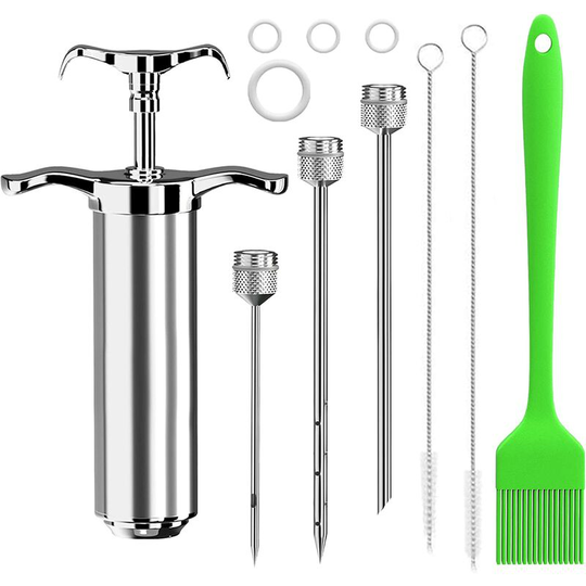 Monly - Marinade Syringe,BBQ Kitchen Food Syringe,304 Stainless Steel Marinade Injector,Stainless Steel Sauce Syringe for Marinating Cooking Grilling