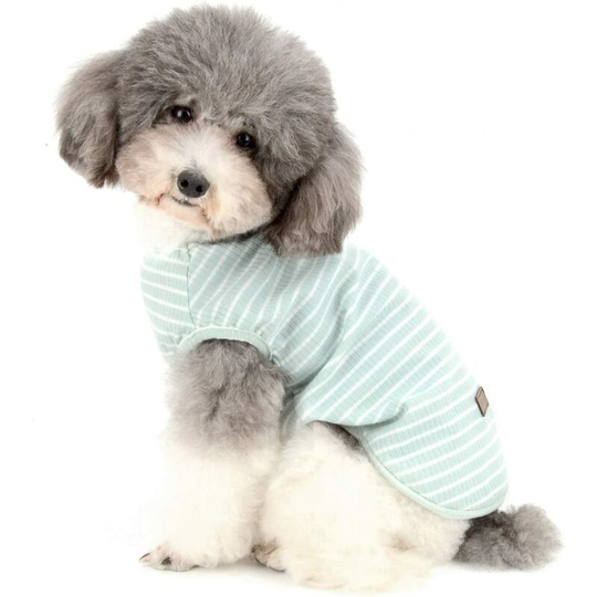 T-shirt for small dog and cat - Cool summer striped t-shirt - Soft cotton - Chihuahua clothing - Green - Size xL