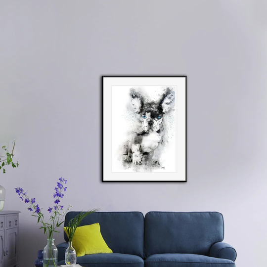 Grey French Bulldog - Picture Frame Graphic Art
