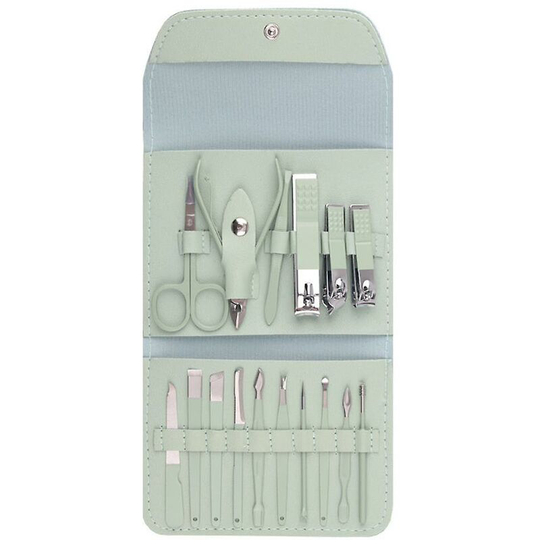 16 Piece green m anicure Set Professional Nail Clippers Pedicure Pedicure Knife Ear Digger Dead Skin Knife Care