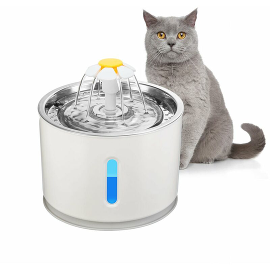Lifcausal - Intelligent Automatic Cat Dog Water Fountain 2.4L Large Capacity Stainless Steel Water Dispenser with Smart Pump Blue led Light