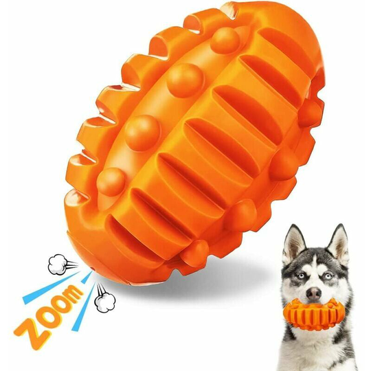 Deckon - Indestructible Dog Toy Dog Toy Ball Dog Chew Toy Sturdy Rubber Sound Ball with for Small Medium Large Dogs 11cm-Orange