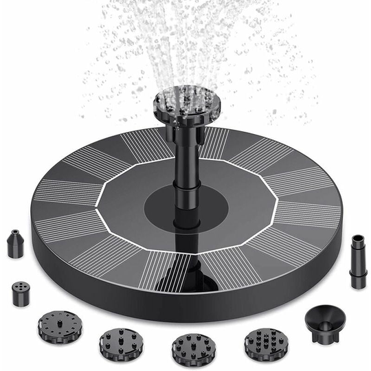 Outdoor Solar Floating Fountain, Solar Pond Pump with 6 Nozzles, Solar Fountain for Gardens, Bird Baths, Ponds