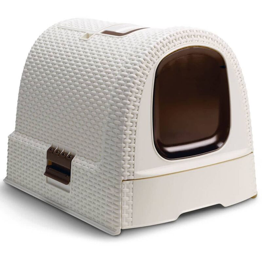 Hooded Cat Litter Box 51x38.5x39.5 cm White 400462 Curver - White