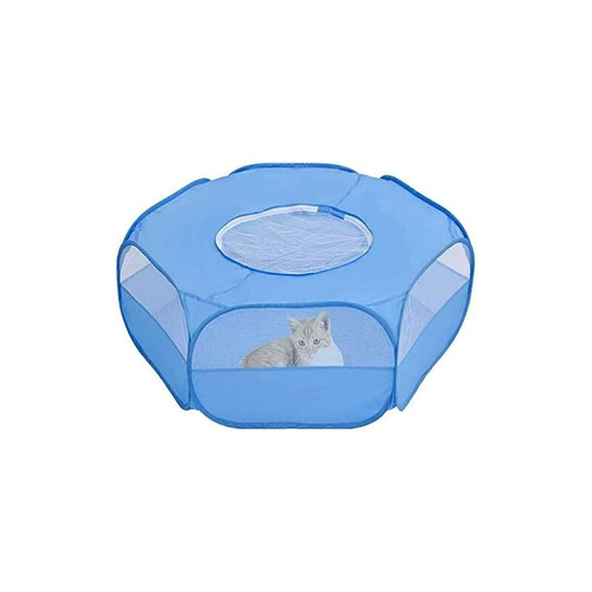 Small Animal Playpen with Cover - Waterproof - Breathable - for Rabbit, Squirrel, Kitten, Puppy, Chinchilla and Hedgehog - Blue