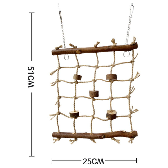 Crawling Bird Toy, Log String Parrot Climbing Net Standing Parrot Wooden Climbing Net