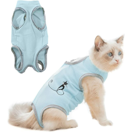 Deckon - Cat Recovery Suit,Pet Surgery Rehabilitation Weaning Clothes Anti-licking Pet Sterilization Surgical Gown Physiological Clothes(L)