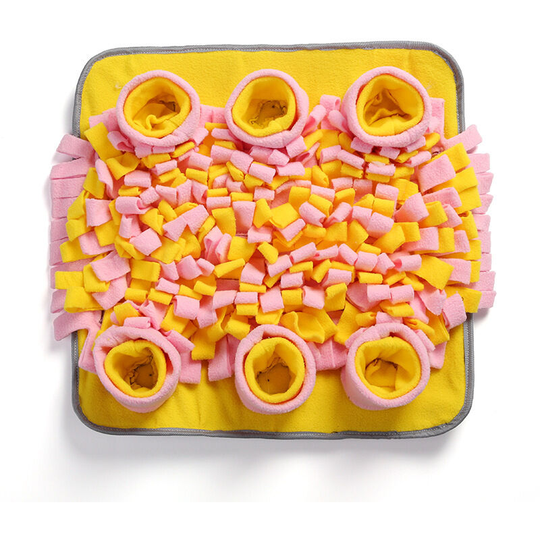 Pet decompression hidden food toy pad slow food training blanket Size: 42 * 42cm dog face sniffing pad, interactive feeding game, solve the problem