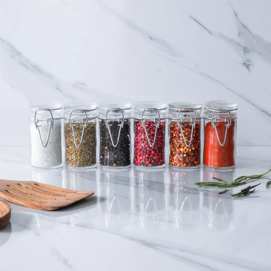 Glass Spice Jar with Airtight Clip Lid and Chalkboard Stickers