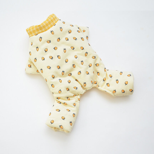 Benobby Kids - Strawberry print four-legged cotton jacket - yellow m, suitable for puppy girls and boys, soft puppy clothes for daily indoor and