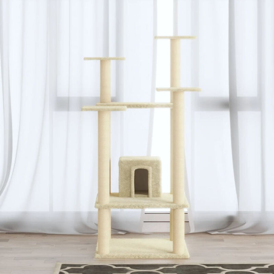 Cat Tree with Sisal Scratching Posts Cream 110 cm