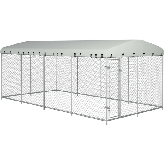 Outdoor Dog Kennel with Roof 8x4x2.3 m Vidaxl Silver
