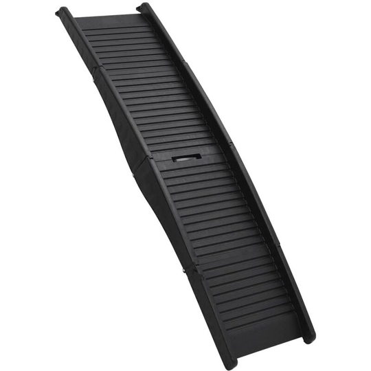 Folding Dog Ramp Black 153x40x12.5 cm Plastic vidaXL - Black