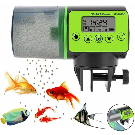 Aquarium Automatic Fish Feeder Adjustable Multifunctional Fish Guppy Food Dispenser Feeder Accessory with lcd Display for Holidays