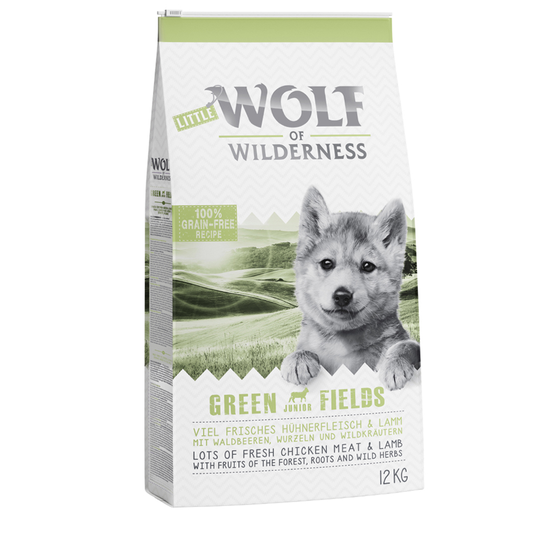 Wolf of Wilderness Economy Pack 2 x 12kg - Junior "Green Fields" - Lamb