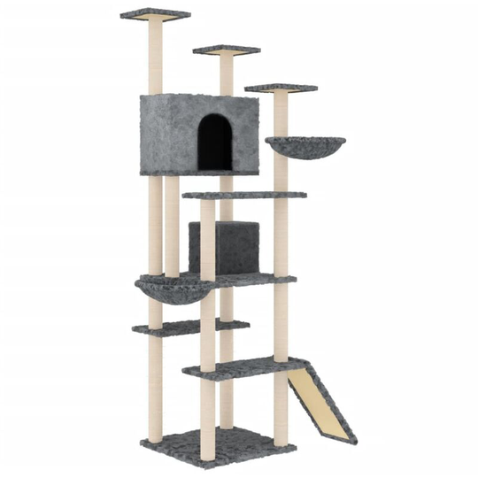 Cat Tree with Sisal Scratching Posts Dark Grey 191 cm vidaXL - Grey