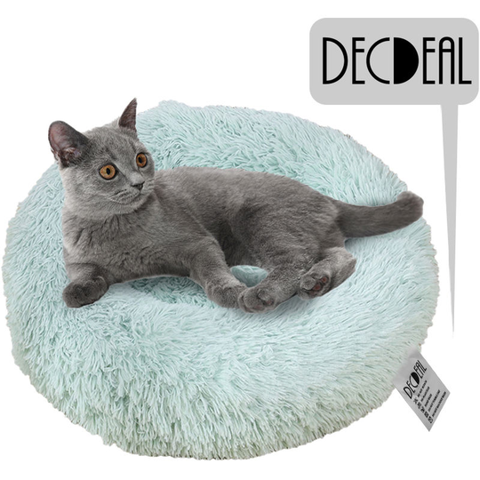 Soft Plush Round Pet Bed Cat Soft Bed Cat Bed, light green-diameter 50cm - light green-diameter 50cm