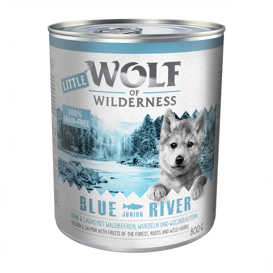 Little Wolf of Wilderness 6 x 800g - Blue River Junior - Chicken & Salmon
