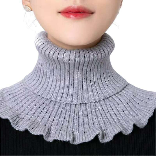 Elastic Fake Collar Detachable Turtleneck False Collars Winter Neck Warmer - Gray