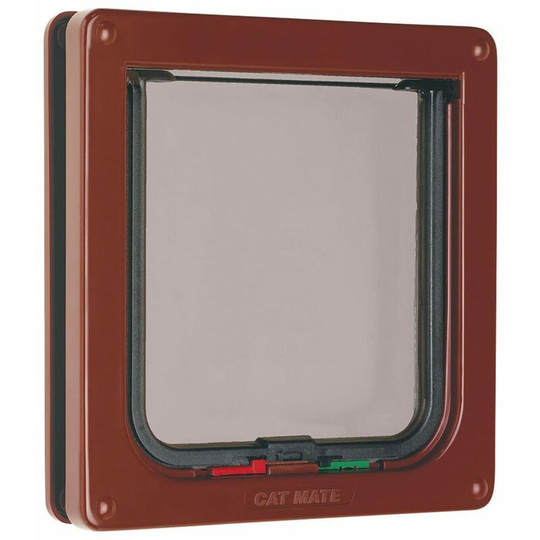 4-way Lockable Cat Door Brown Cat Mate Brown