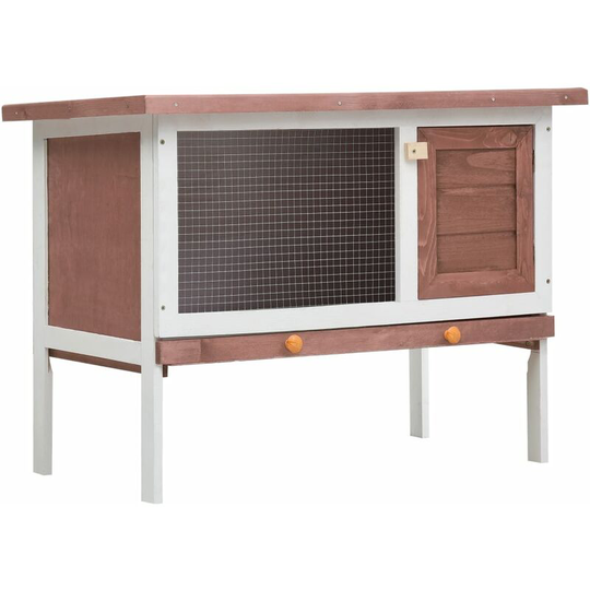 Devenirriche - Outdoor Rabbit Hutch 1 Layer Brown Wood - Brown