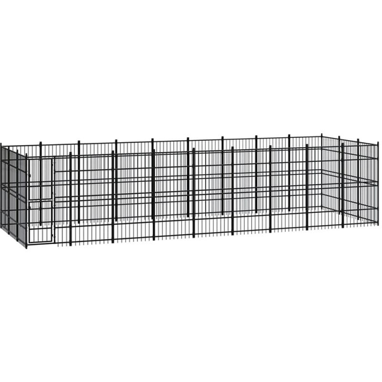 Outdoor Dog Kennel Steel 24.88 m² Vidaxl Black