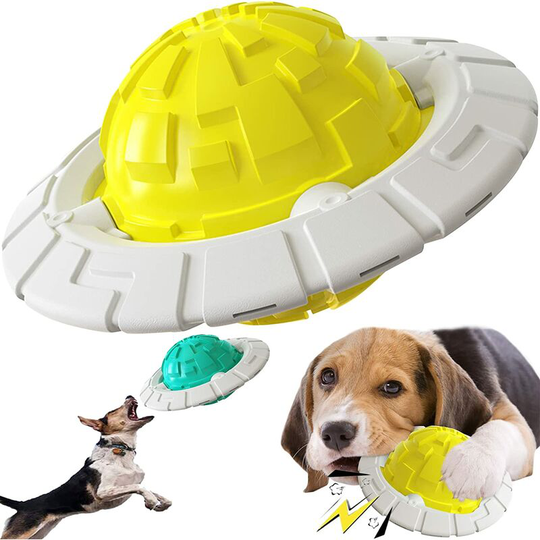 Squeaky Dog Chew Toy, Indestructible Dog Toy, Frisbee Dog Chew Toy for Large Medium Small Dogs, Yellow