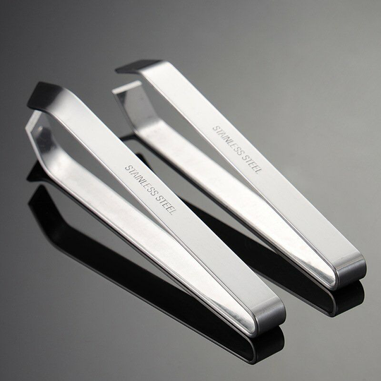 Perle Rare - Set of 2 Professional Stainless Steel Food Tweezers - Tweezers for fish bones - Tweezers for fish bones, oblique mouth
