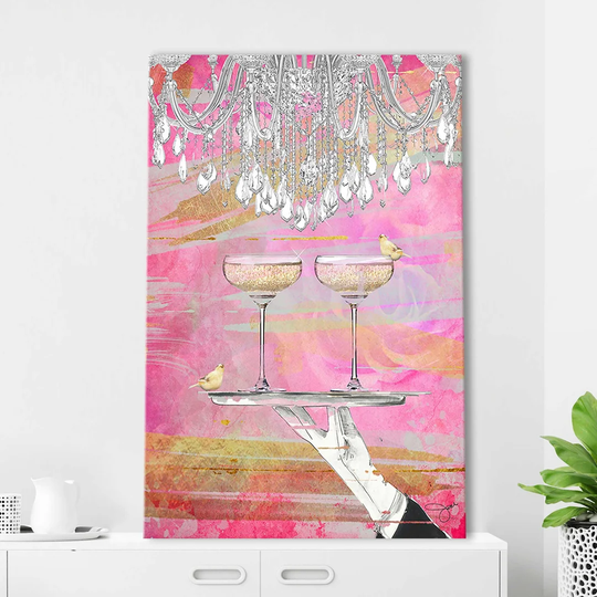 Cheers Pink by Jodi - Wrapped Canvas Painting Print