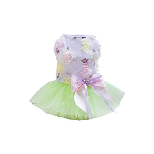 Soekavia - Dog Dress Puppy Skirt Dog Princess Dresses Pet Tutu Flower and Sequin Dot Wedding Lace Dress Luxury Bow Dress for Small Dog Girl (xl,