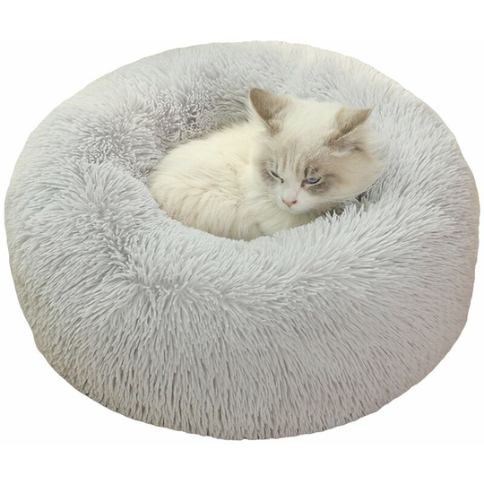 Fluffy Plush Round Pet Bed Self-Warming Cat Bed Pad Cat Cushion Bed with Anti Slip Bottom Soft Winter Washable Cat Bed Mat for Indoor Cats Dogs