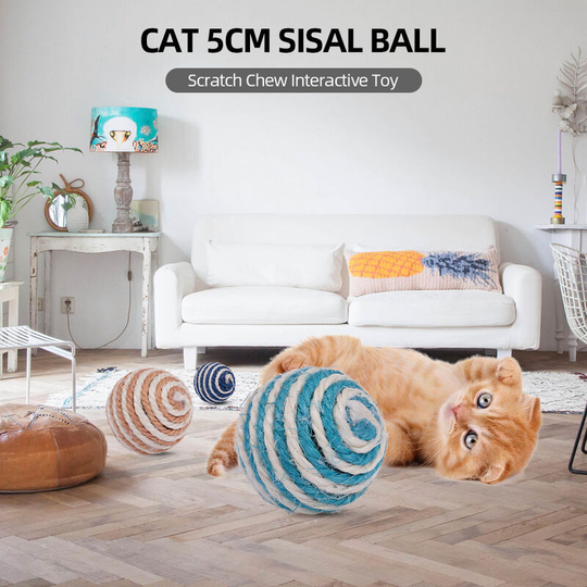 Cat Toy Sisal Ball 5CM Cat Scratch Chew Interactive Toy for Cat Kitten Pet