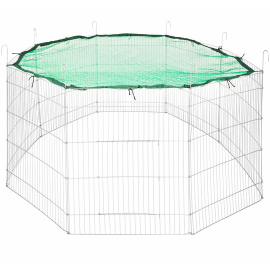 Tectake - Large rabbit run with safety net ø 204cm - guinea pig run, rabbit cage, rabbit pen - green