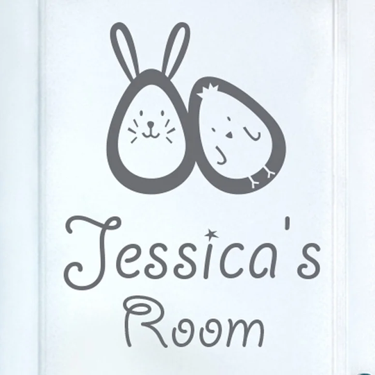 Bunny Rabbit Egg and Chick Kids Door Room Wall Sticker