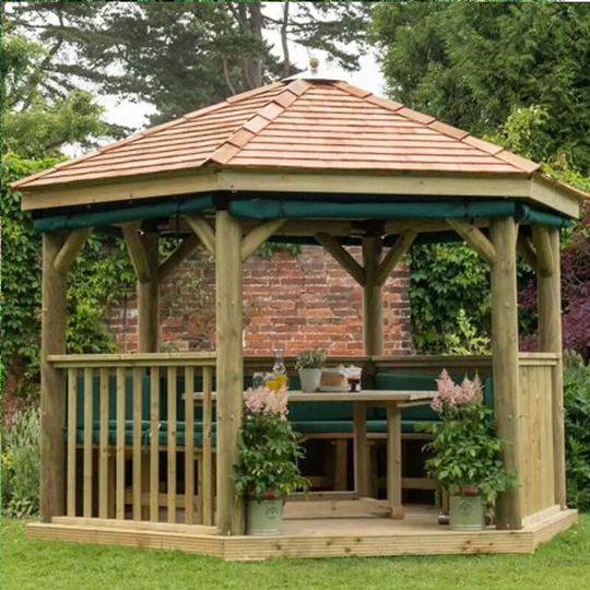 Forest - 3.6m Hexagonal Wooden Pressure Treated Garden Gazebo with New England Cedar Roof