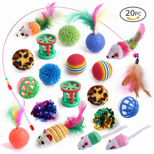 20pcs Cat Toy,Cat Toy Kit,Cat Toy,Pet Toy for Cat Kitten,Cat Ball Toy,Cat Tunnel,Kitten Play