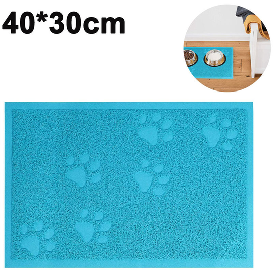 Cat Feeding Mat for Food and Water Bowls - Machine Washable, Waterproof, Eco-Friendly, No-Slip, Cat Placemat, blue