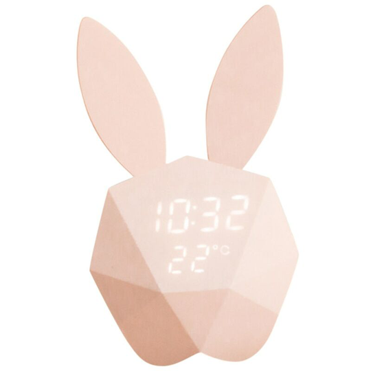 Monly - Rabbit model alarm clock intelligent voice control usb charging small pink light