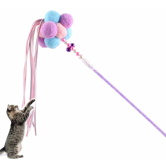 Betterlifegb - Pet Toy Toy for Cat Cat Stick Fairmate Tale Funny Cat Stick Toy For Cat Tassel Bell Feather Funny Big Cat Stick (Clear Blue