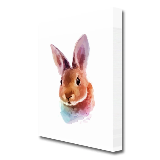 Rabbit Portrait Wild Life - Wrapped Canvas Painting Print