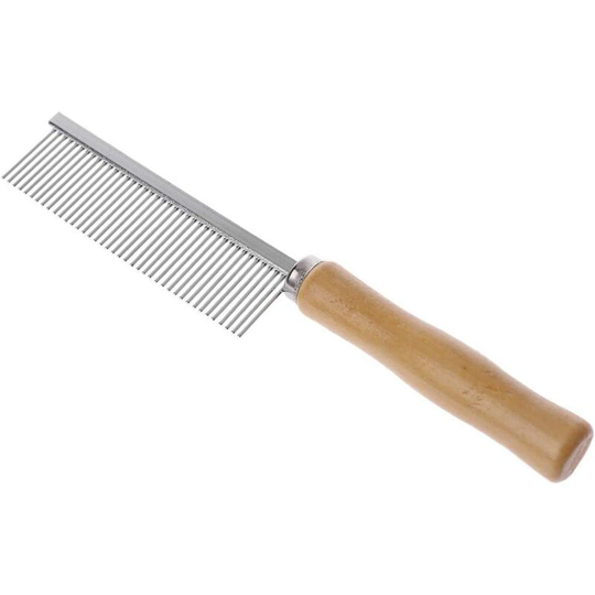 Pet Dog Comb Cat Comb with Wooden Handle Hair Clipper Canine Grooming Cleaning Brush