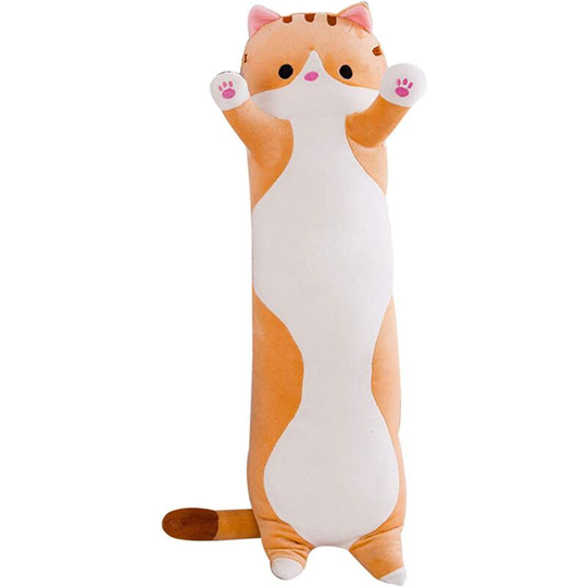 Cute Soft Stuffed Plush Cat Doll Soft Stuffed Kitten Long Cat Sleeping Cushion Pillow Toy Gift Stuffed Animals for Girlfriend Kids (Yellow, 70cm)
