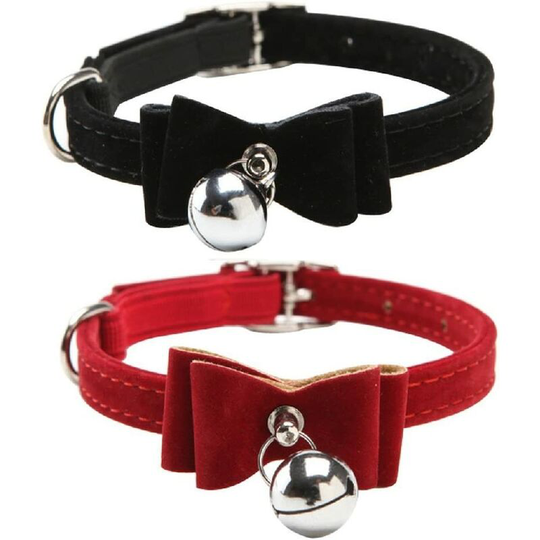 2PCS Pet Cat Dog Adjustable Bowtie Collar Breakaway with Bell for Cats Kitty