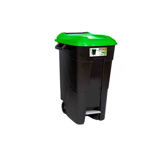 (Green) Pedal Operated Wheeled Litter Bin - 100 Litre