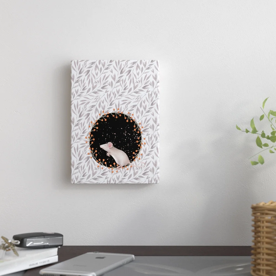 Mouse Flowers - Graphic Art Print on Canvas