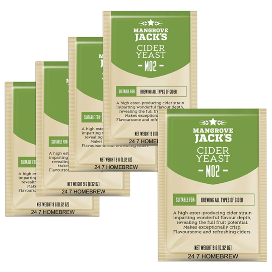 5x Mangrove Jacks Yeast Cider M02 Craft Series Yeast 9g treats 23L