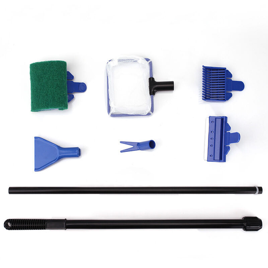 Betterlifegb - Aquarium cleaning kit 6 in 1 with fish fillet, gravel rake, plant clip, squeegee, sponge and connector (6 in 1)