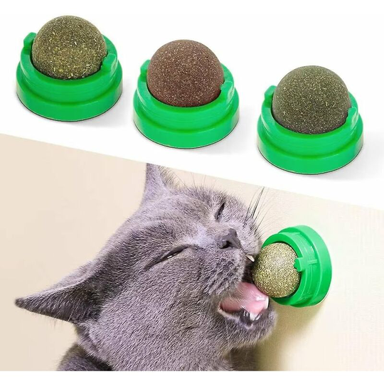 Heguyey - 3 Catnip Balls Edible Kitten Toy Cat Licking Safe Healthy Chew Toys for Kittens Teeth Cleaning Toys for Cats